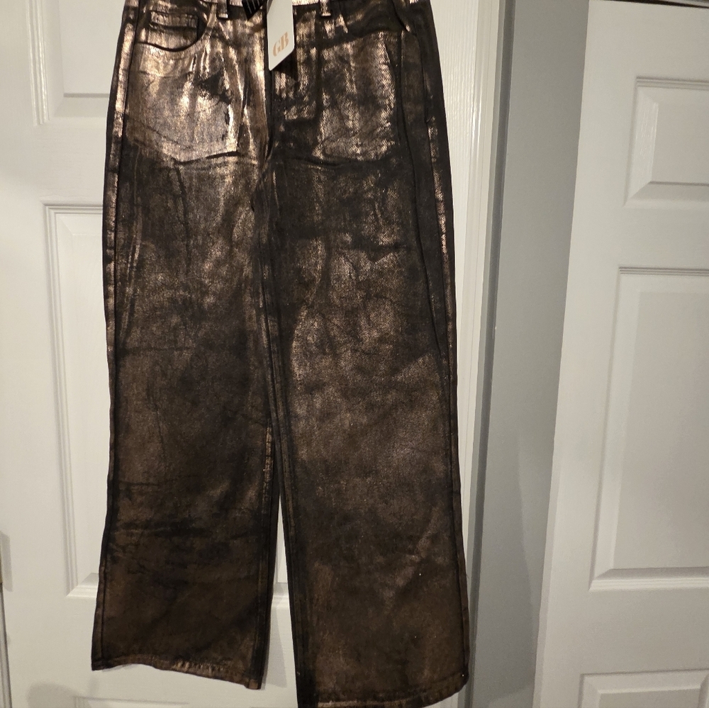 NWT- Gianni Bini Metallic Bronze High-Rise Pants - Picture 4 of 13